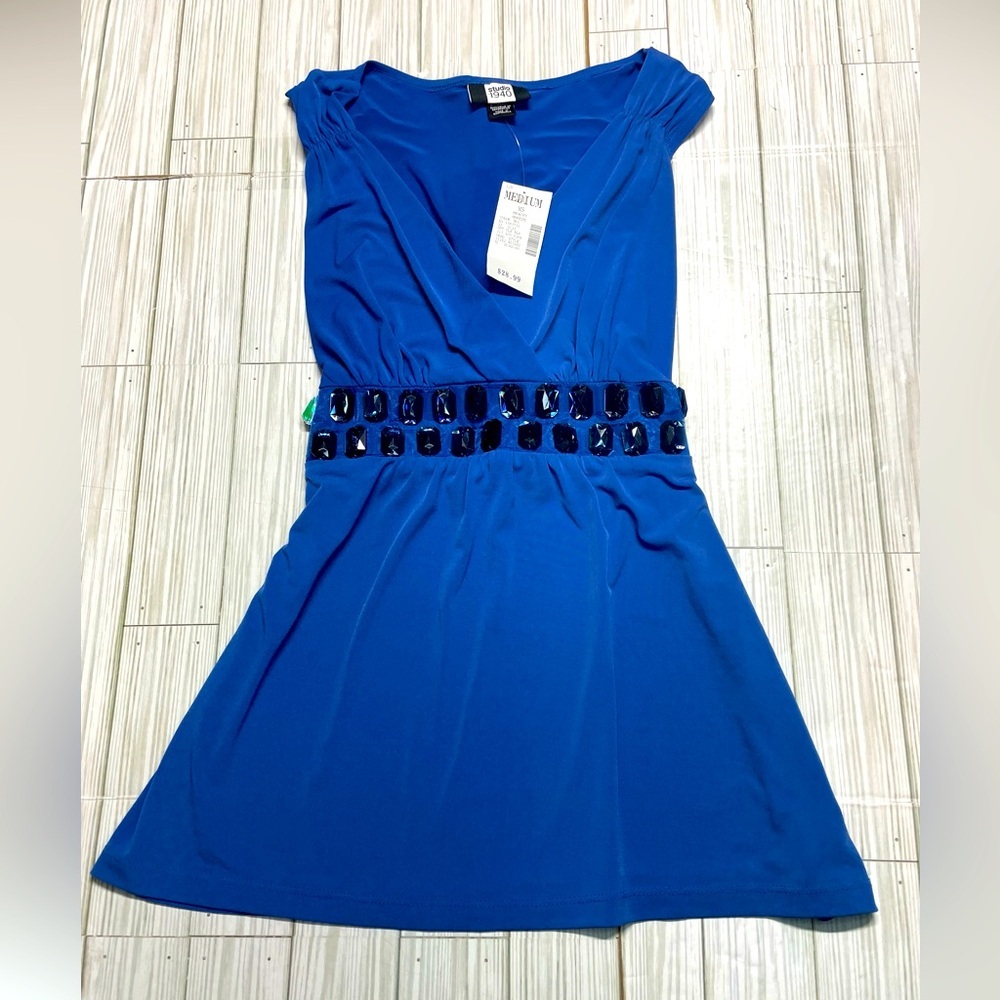 Studio 1940 Top Sleeveless Blue Sequin Dress Women’s Size M new with tags